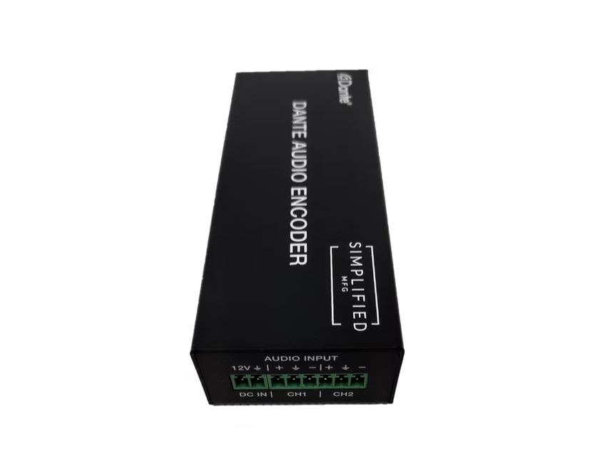 Simplified DTE ENC Balanced or unbalanced stereo to Dante encoder