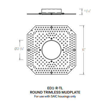 CSL 1" Eco-Downlight Mudplate (1" Trimless Reflector Required)