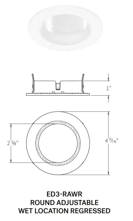 CSL ED3-RAWRWT ECO 3" Flanged, Round, Wet Location, White Trim