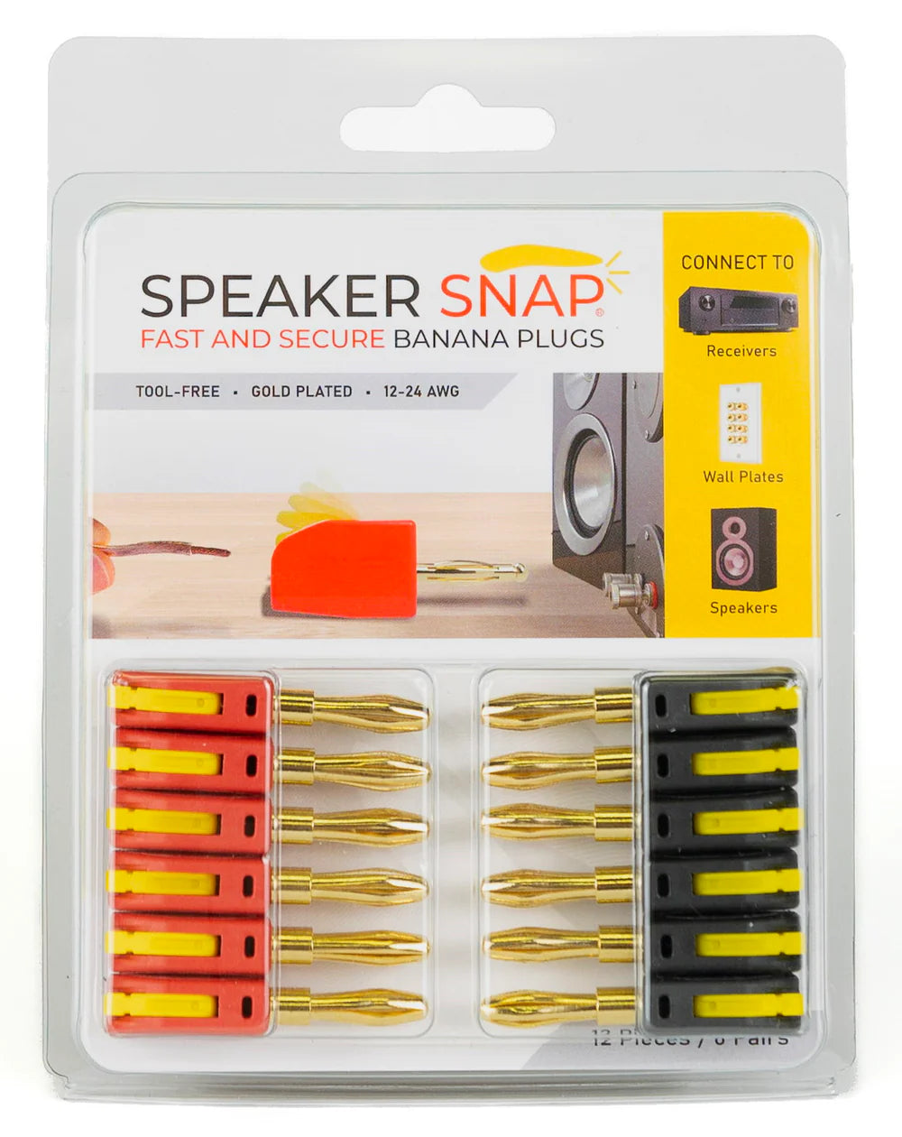 Speaker Snap SSBP12 Banana Plugs Red & Black 6 Pair / 12 Pieces