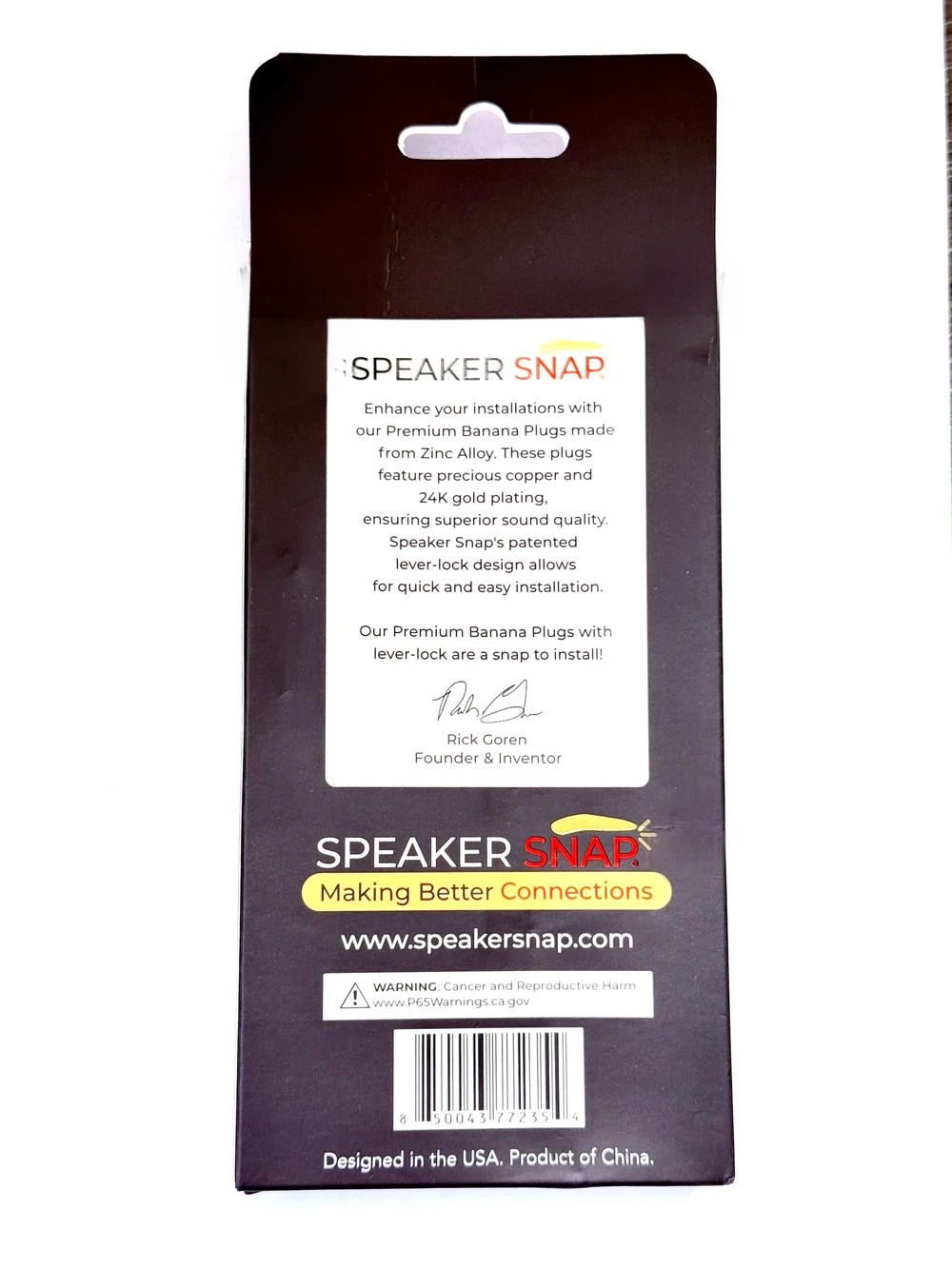 Speaker Snap SSPB4 Premium Banana Plugs Red & Black 2 Pair / 4 Pieces