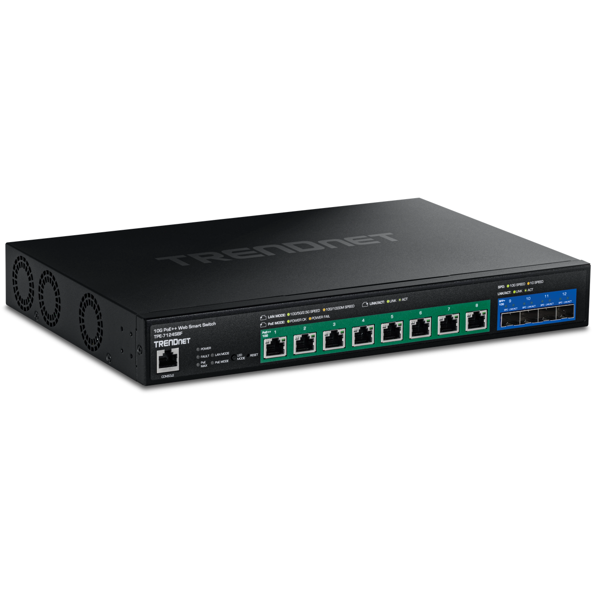 TRENDnet TPE-7124SBF 12-Port 10G PoE++ Web Smart Switch (720W)