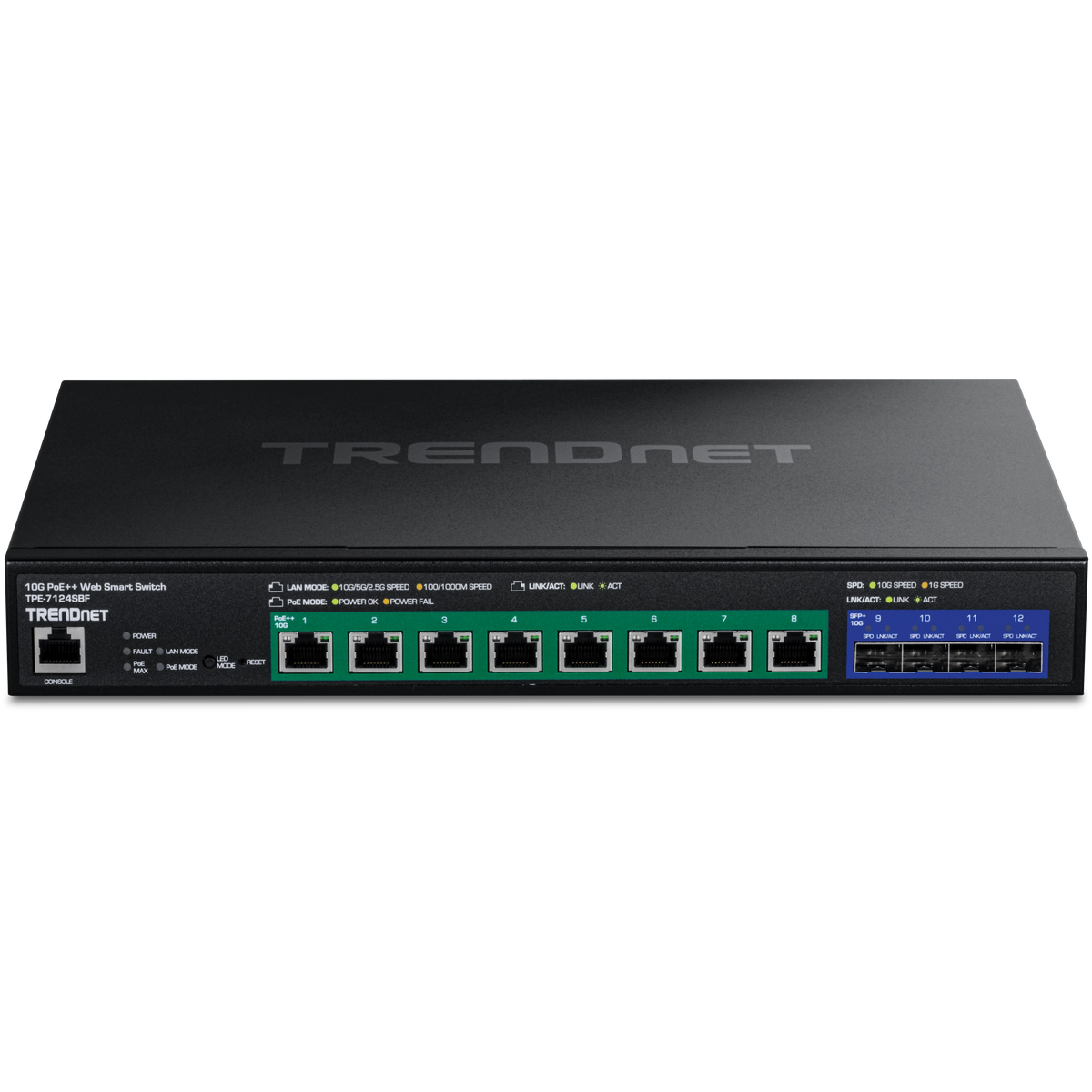 TRENDnet TPE-7124SBF 12-Port 10G PoE++ Web Smart Switch (720W)