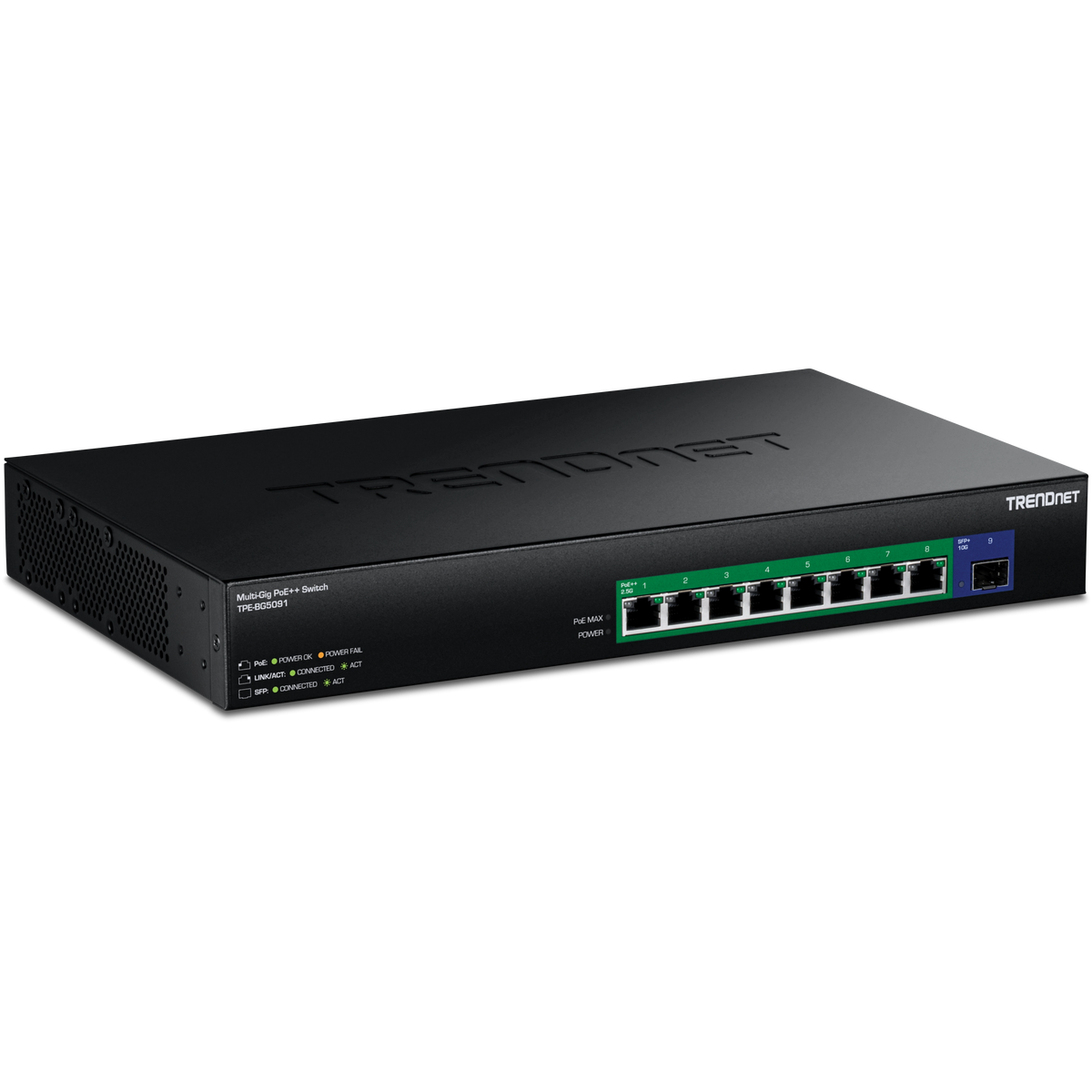 TRENDnet TPE-BG5091 9-Port 2.5G GaN Power PoE++ Switch with 10G SFP+ Port (480W)