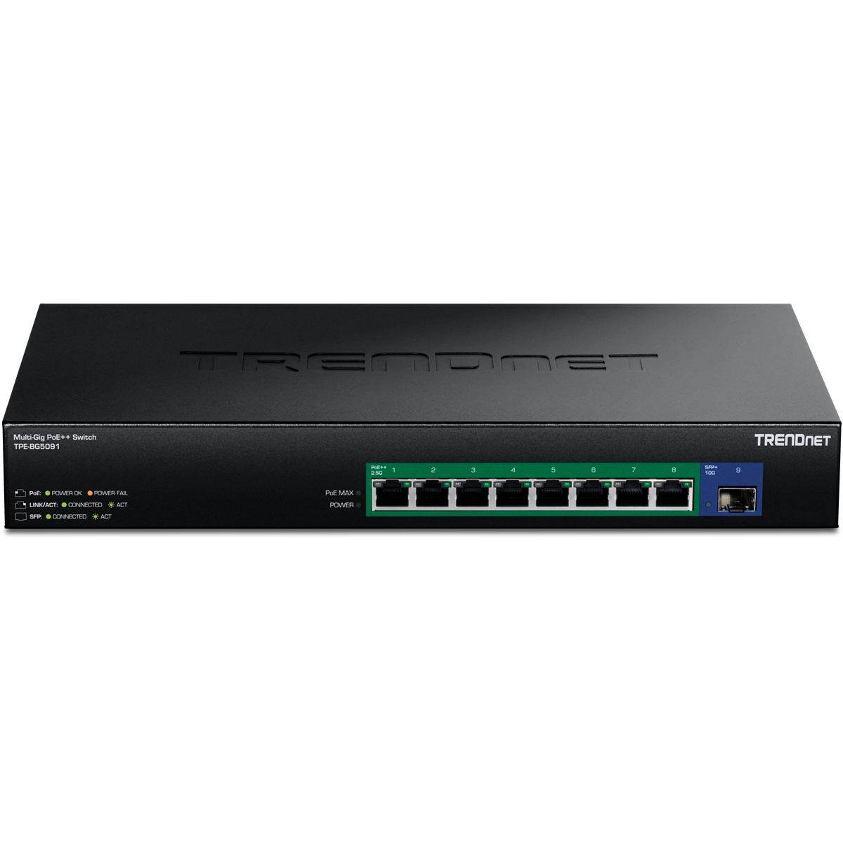 TRENDnet TPE-BG5091 9-Port 2.5G GaN Power PoE++ Switch with 10G SFP+ Port (480W)