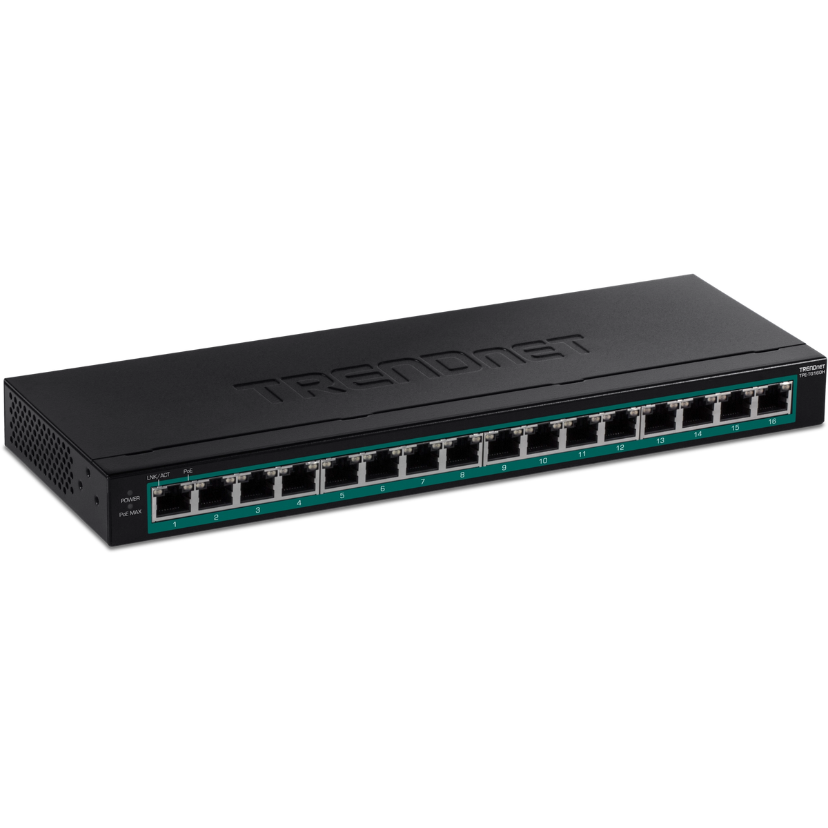TRENDnet TPE-TG160H 16-Port Gigabit PoE+ Switch, 123W PoE Budget