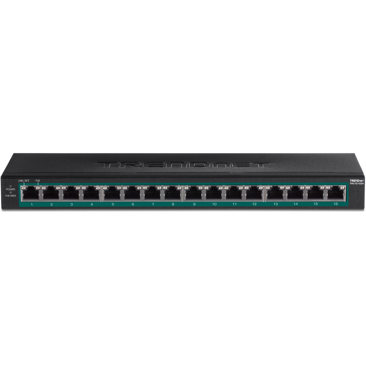 TRENDnet TPE-TG160H 16-Port Gigabit PoE+ Switch, 123W PoE Budget