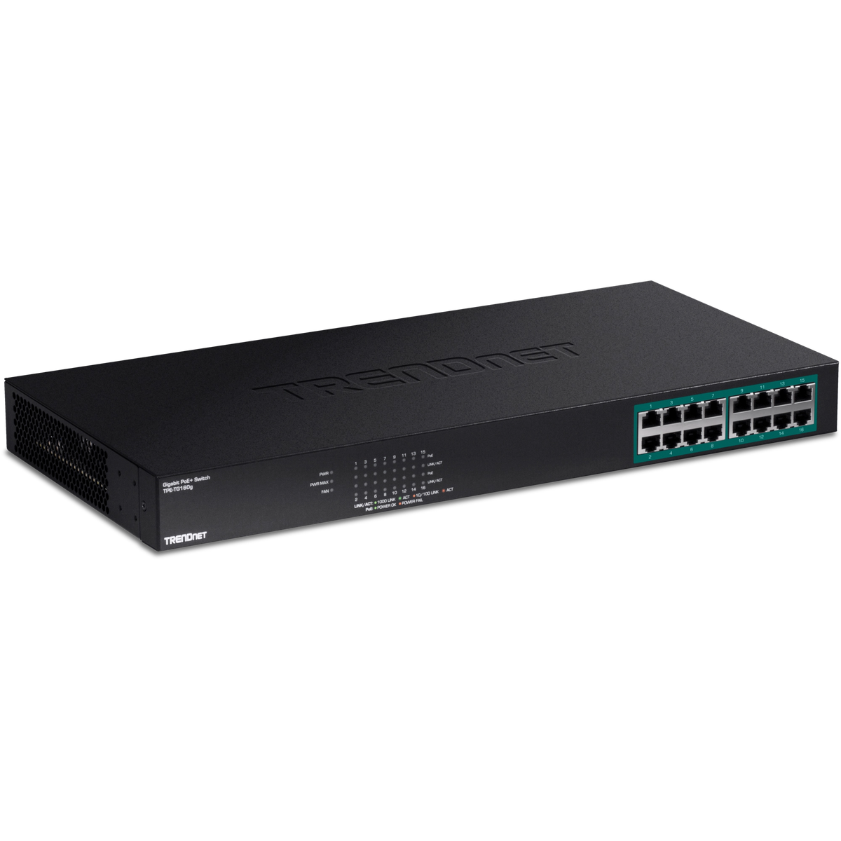 TRENDnet TPE-TG160g 16-Port Gigabit PoE+ Switch, 246W PoE Budget