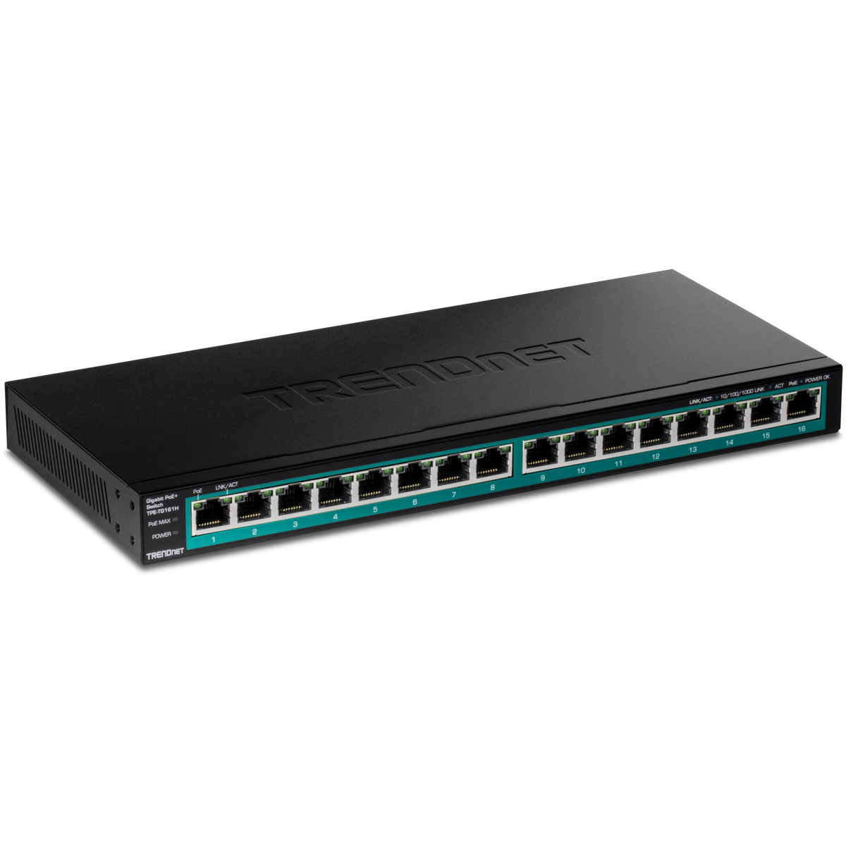 TRENDnet TPE-TG161H 16-Port Gigabit PoE+ Switch, 120W PoE Budget