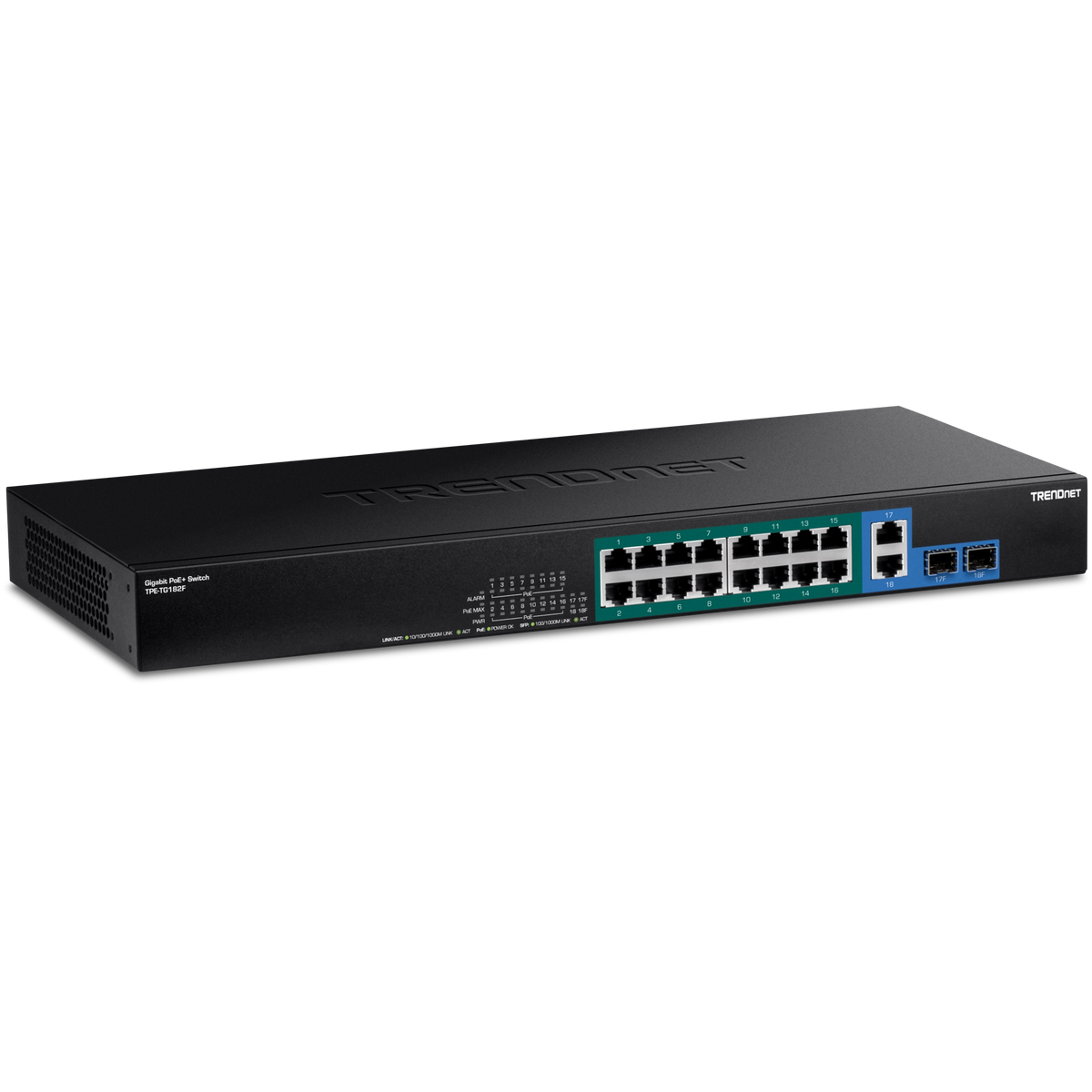 TRENDnet TPE-TG182F 18-Port Gigabit High-Power PoE+ Switch, 440W PoE Budget