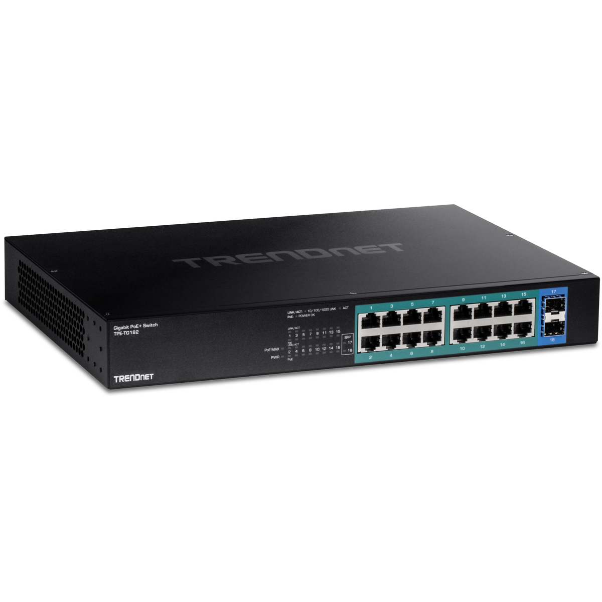 TRENDnet TPE-TG182 18-Port Gigabit PoE+ Switch, 240W PoE Budget