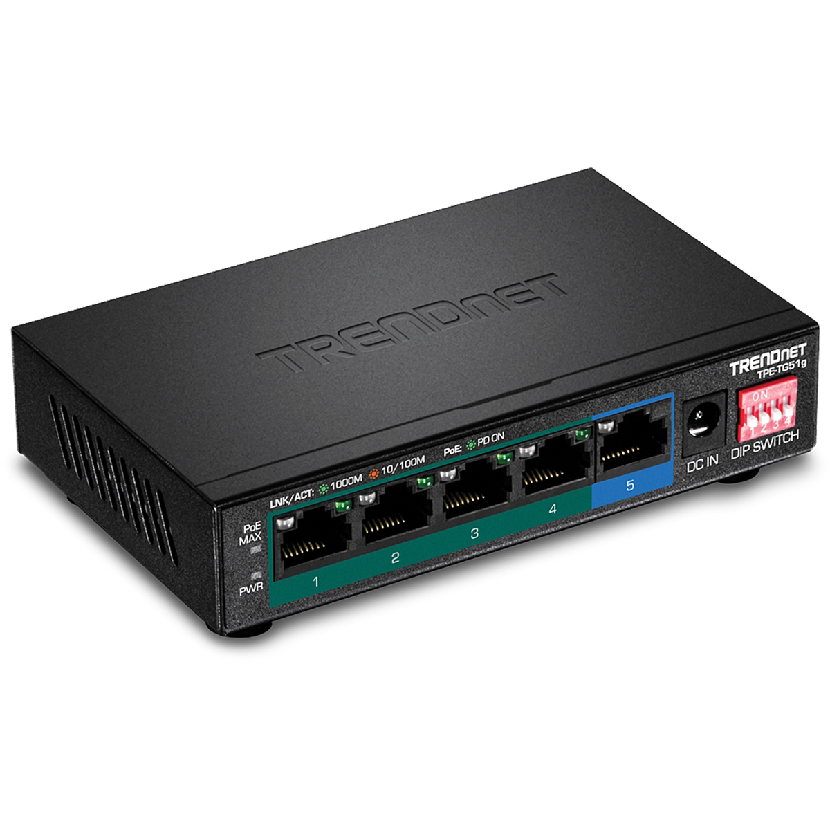TRENDnet TPE-TG51g 5-Port Gigabit PoE+ Switch (60W)