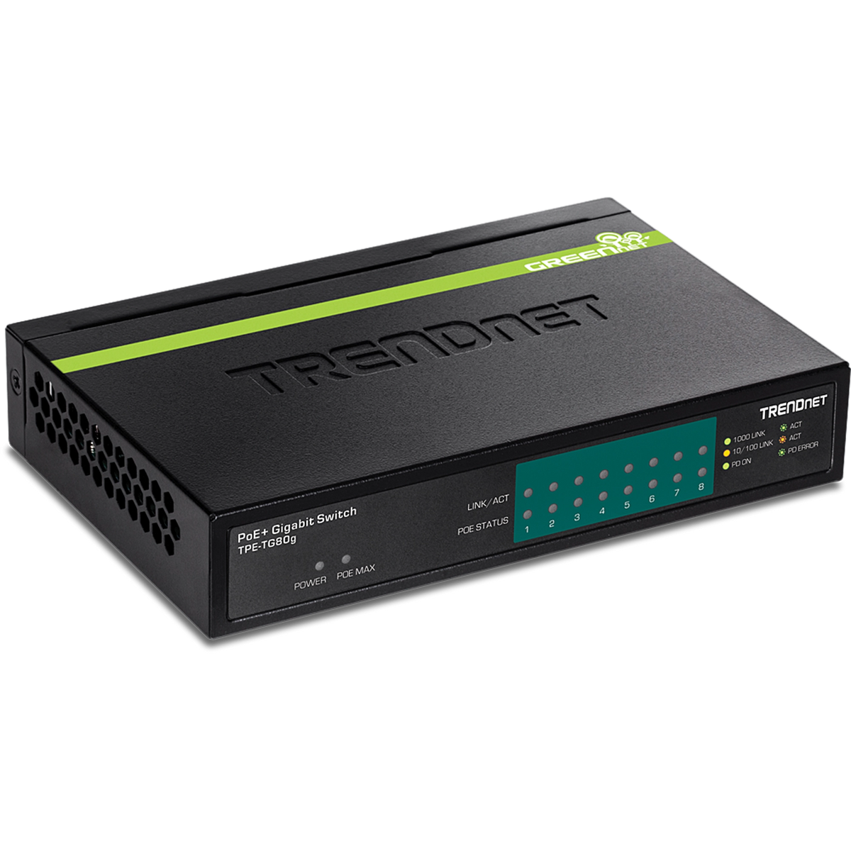 TRENDnet TPE-TG80g 8-port Gigabit GREENnet PoE+ Switch, 123W PoE Budget