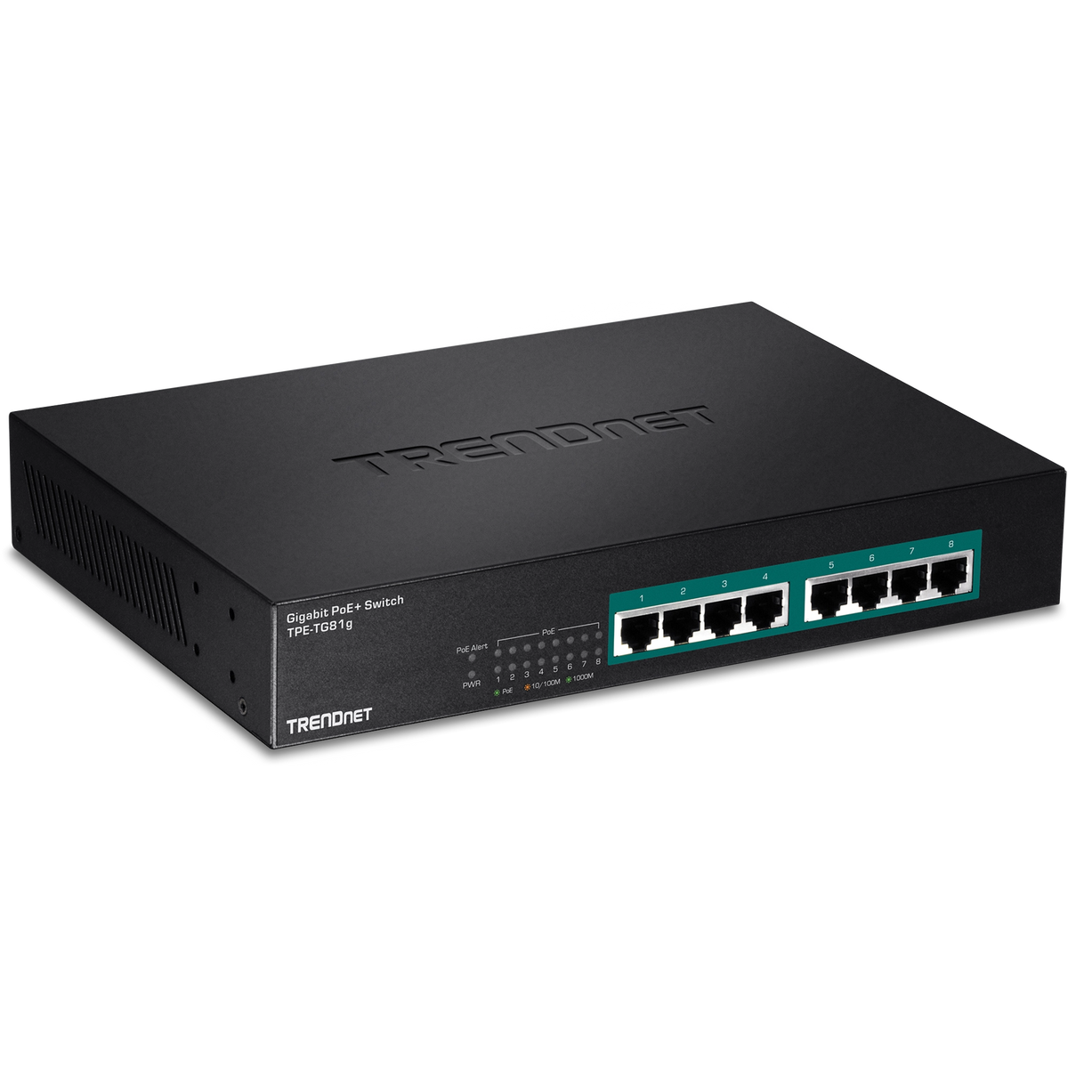 TRENDnet TPE-TG81g 8-Port Gigabit GREENnet PoE+ Switch, 110W PoE Budget