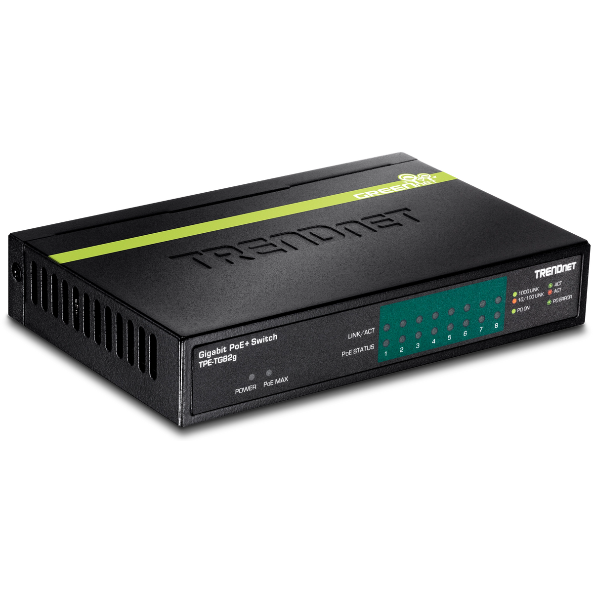 TRENDnet TPE-TG82G 8-Port Gigabit PoE+ Switch, 61W PoE Budget