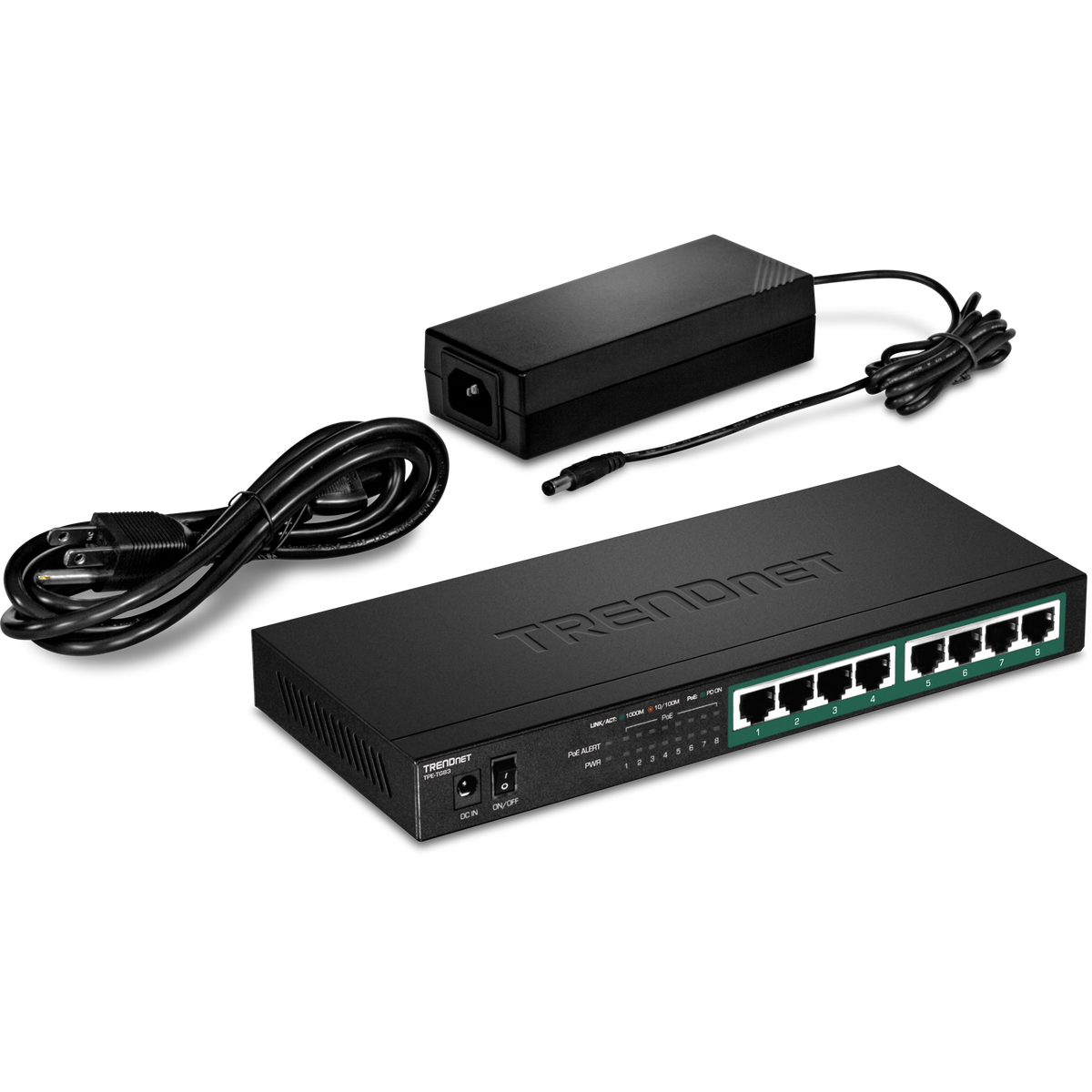 TRENDnet TPE-TG83 8-Port Gigabit PoE+ Switch, 65W PoE Budget