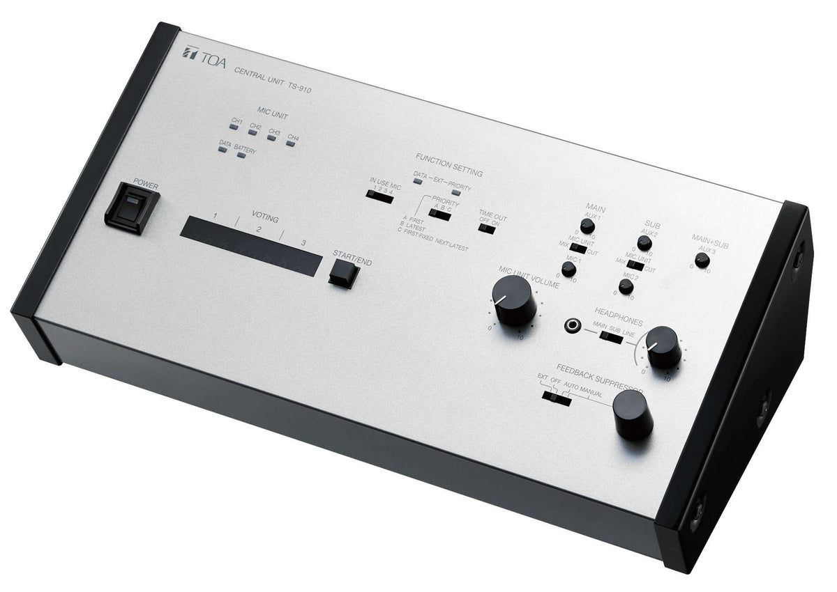 TOA TS-910 central unit for the integrated wired and infrared conference system, grey metallic chassis