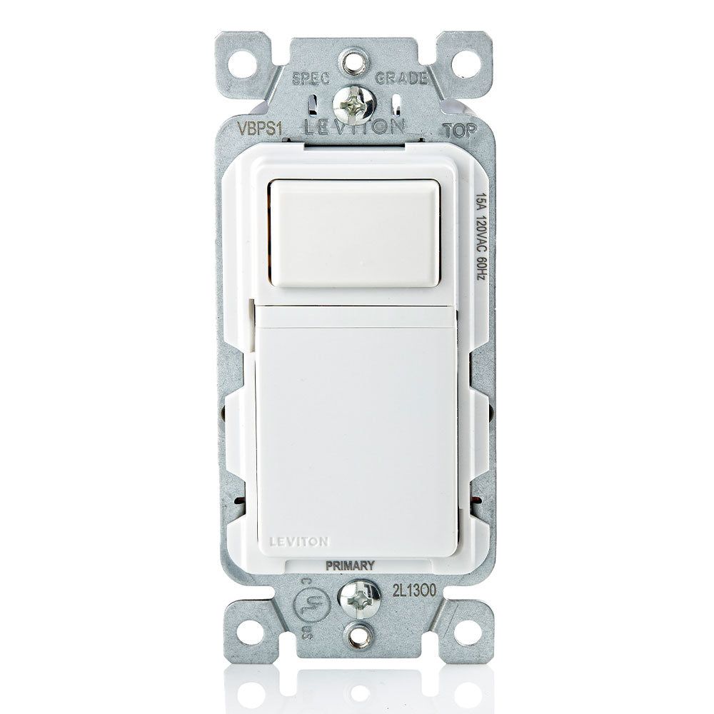 Leviton VBPS1-11W Decora Evolve Multiway Primary Switch Base, 15A 120VAC, Residential - White