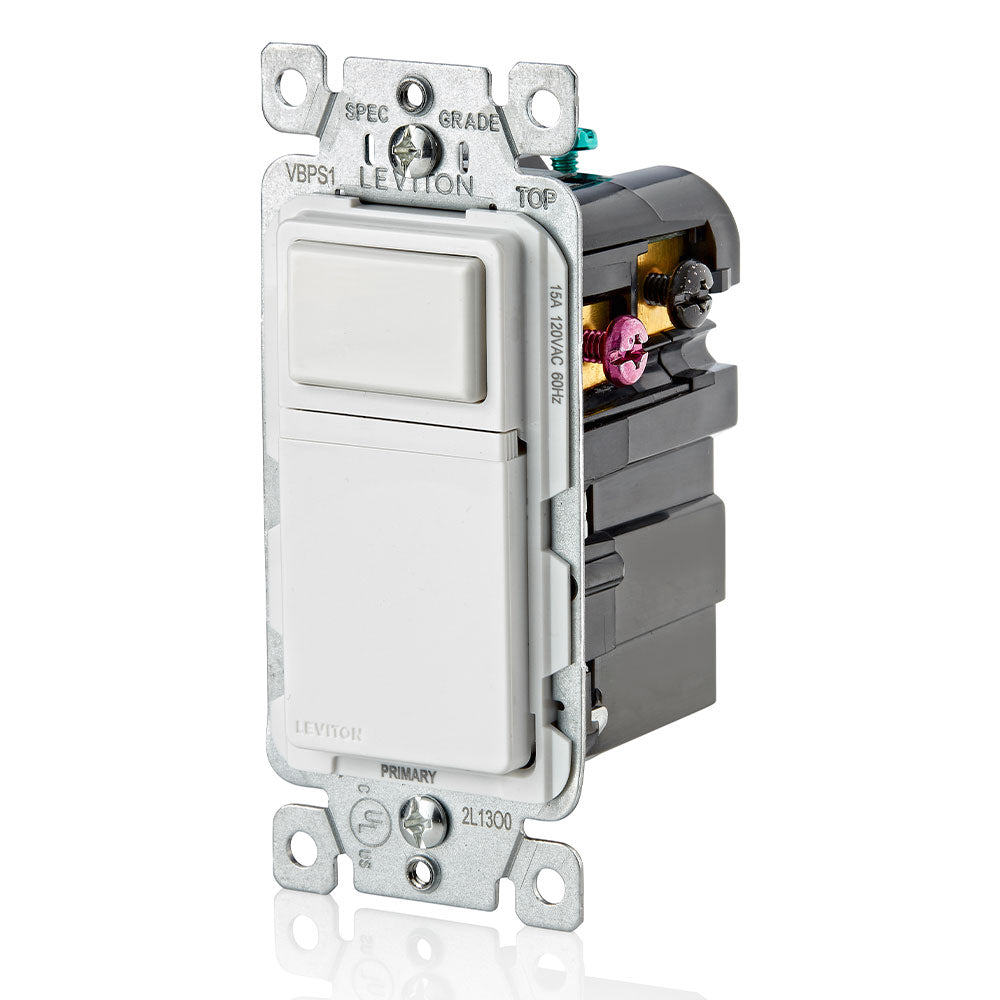 Leviton VBPS1-11W Decora Evolve Multiway Primary Switch Base, 15A 120VAC, Residential - White