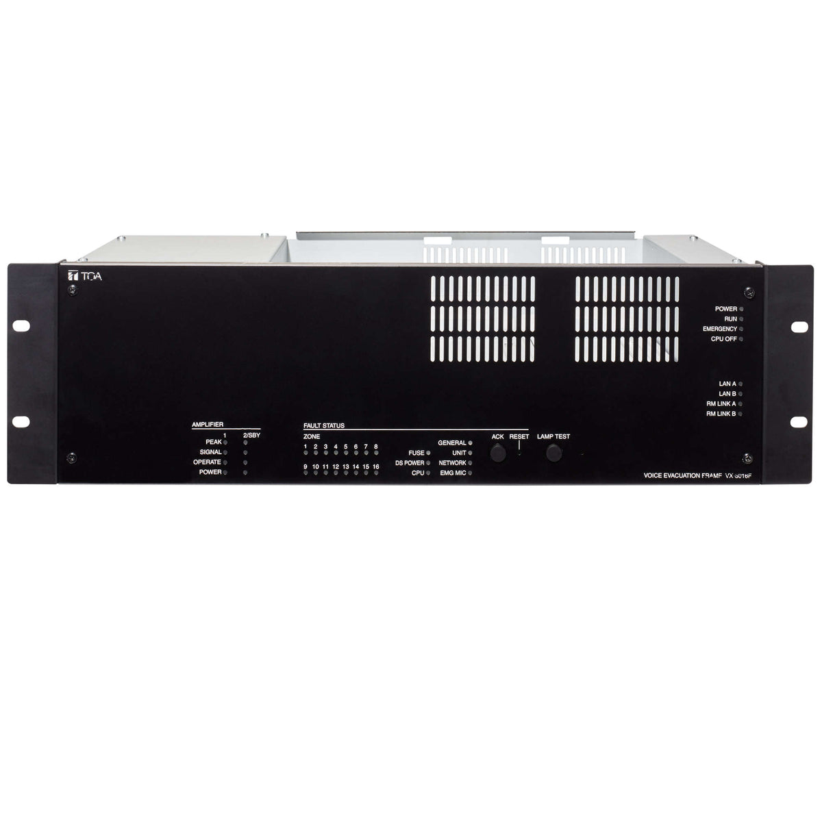 TOA VX-3016F AMQ VX-3000 Main Frame, Up To 2 VX series amplifiers (16 Switched Zones + Standby Amp or 2X8 Switched Zones)