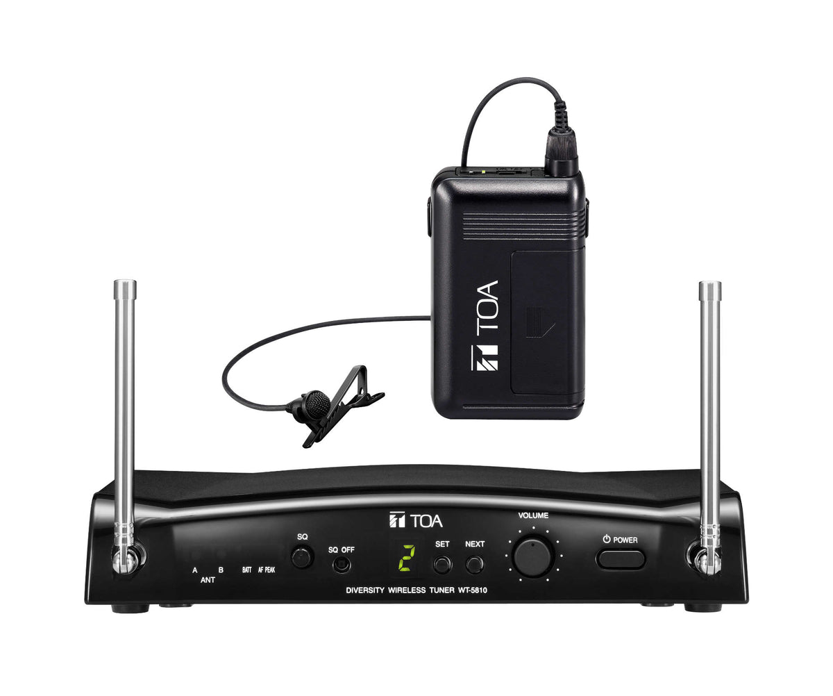 TOA WS-5325U-AM RM1 16 Channel UHF Wireless System Including WT-5810(M) Tuner, WM-5325(M) Rechargeable Transmitter and YP-M5300 Unidirectional Lavalier Microphone