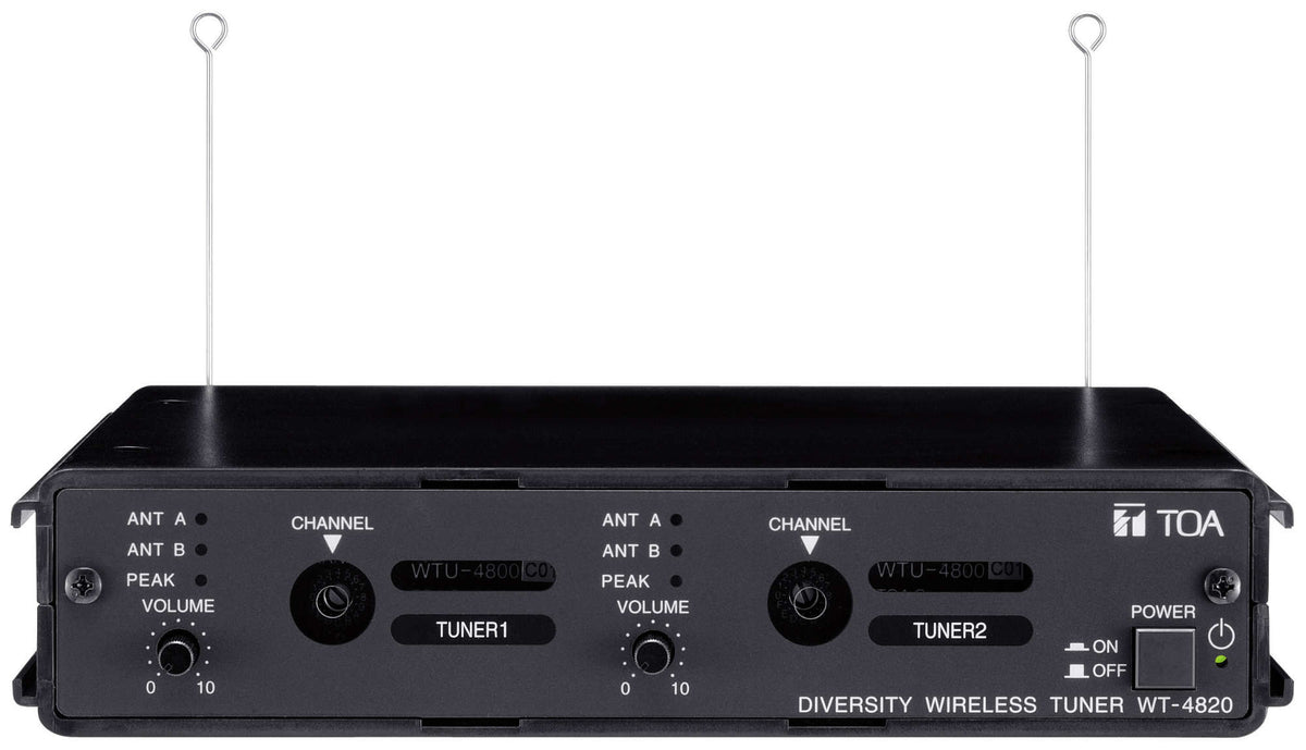 TOA WT-4820 US Wireless Receiver Modular Dual Channel Accepts 2x WTU-4800 Modules includes 2 Whip Antennas (1U)