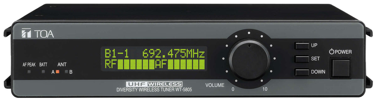 TOA WT-5805 H01US Wireless Receiver Space Diversity UHF Frequency Scanner Transmitter Battery Status