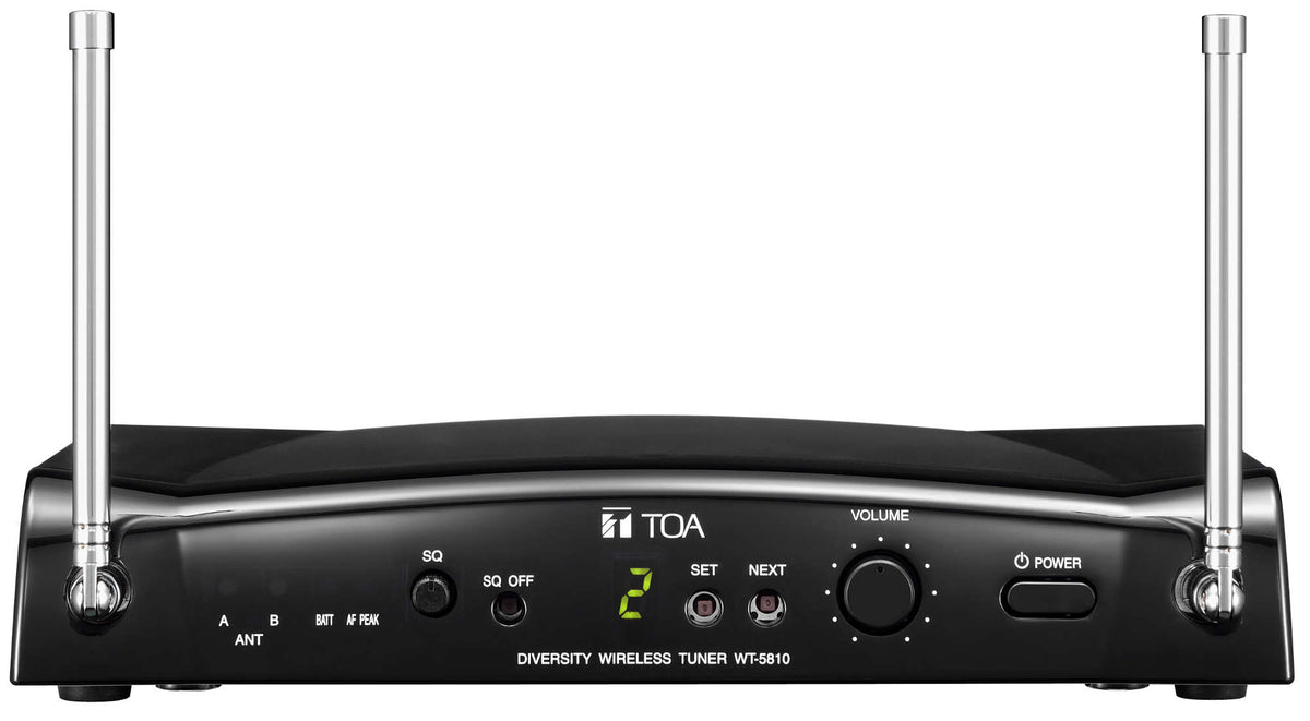 TOA WT-5810 H01US Wireless Receiver Portable Space Diversity UHF Frequency Scanner Transmitter Battery Status