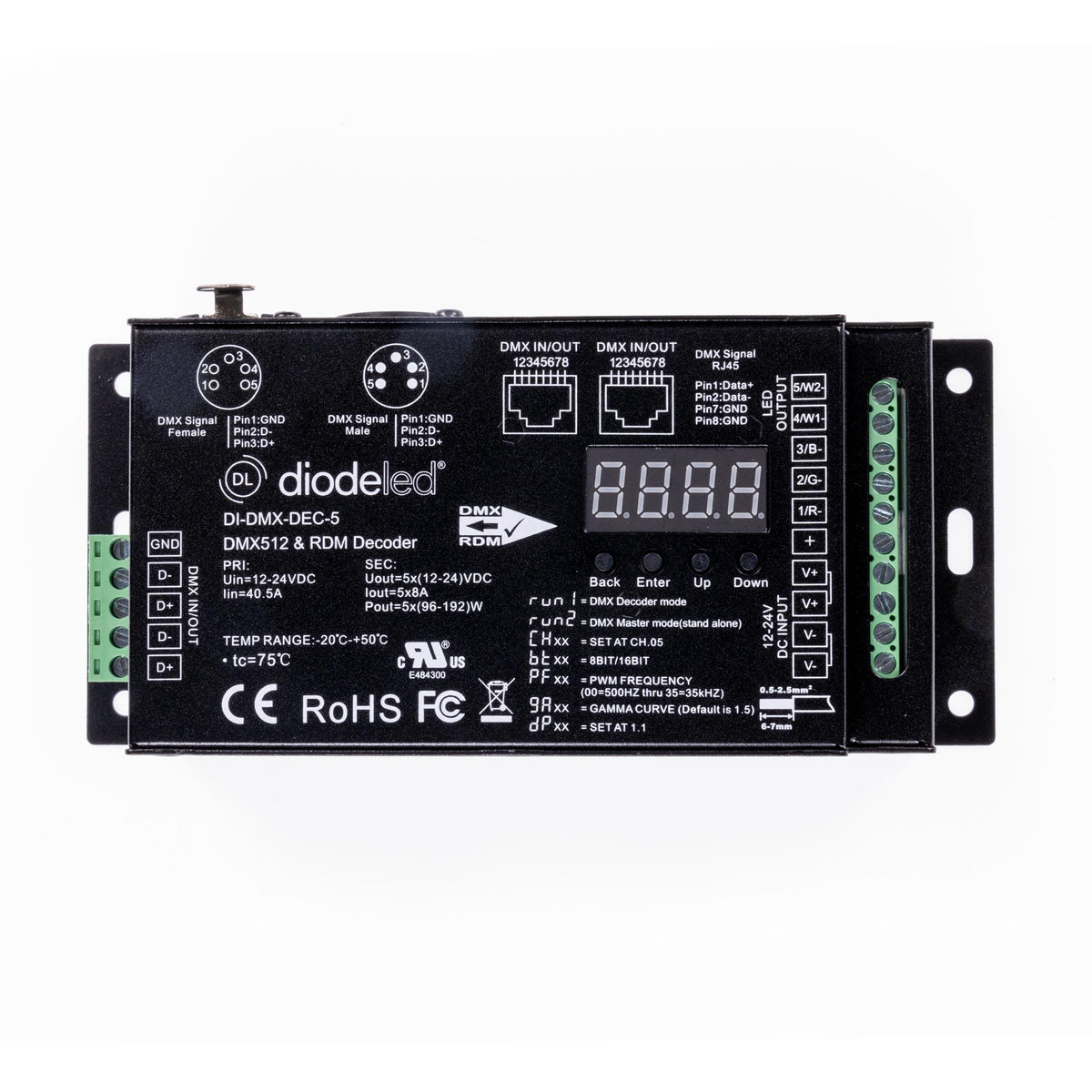 Diode DMX512 5-Channel Decoder with RDM