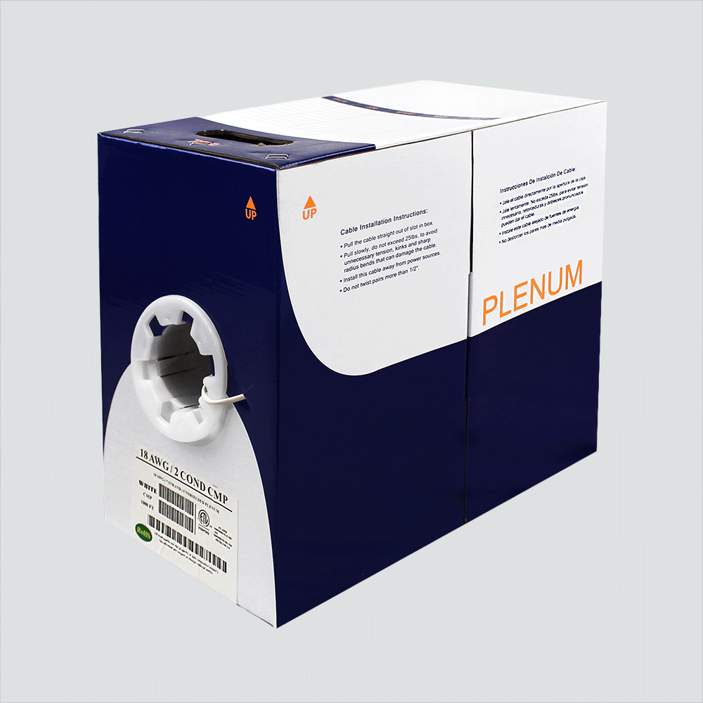 Wavenet CC1802FPWH4 18/2 Shielded Plenum White Reelex II Pullbox 1,000'