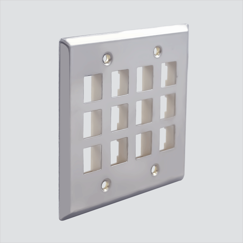 Wavenet SSFP-012P 12-Port Double-Gang No-ID Faceplate Stainless Steel Single