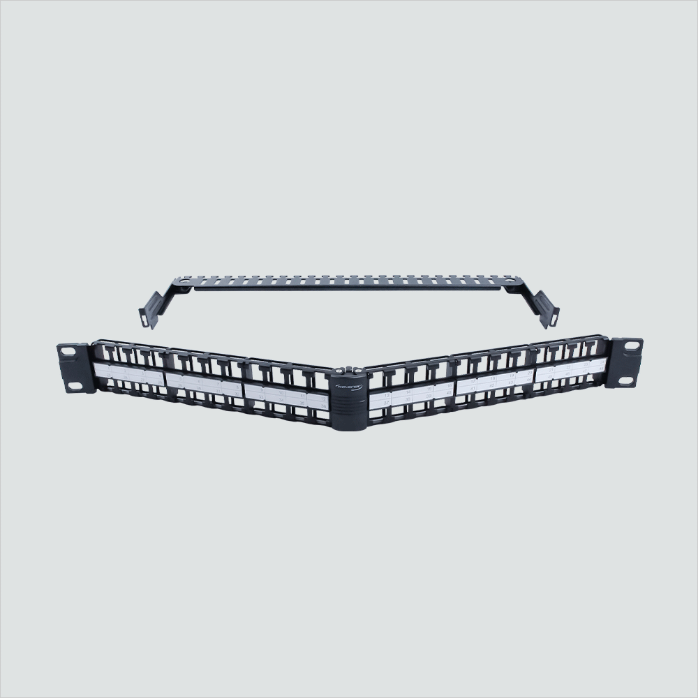 Wavenet ABP1U-48P 48-Port 2U Angled Blank Patch Panel With Lacing Bar