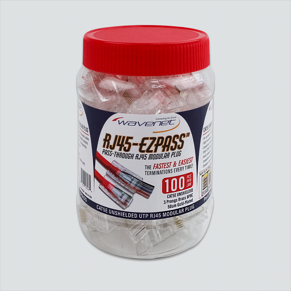 Wavenet CAT5ERJ45-EZPASS Cat 5E UTP EZ Pass RJ45 100-Jar
