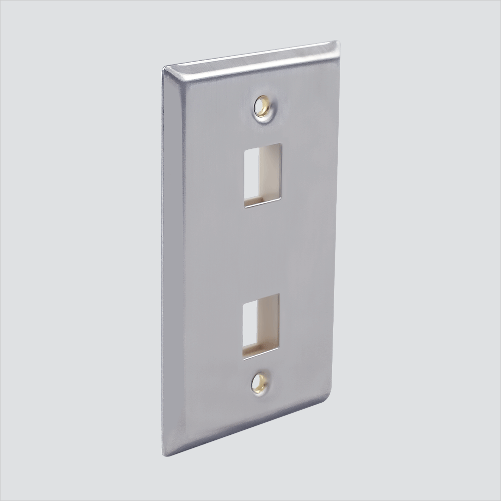 Wavenet SSFP-02P 2-Port Single-Gang No-ID Faceplate Stainless Steel Si