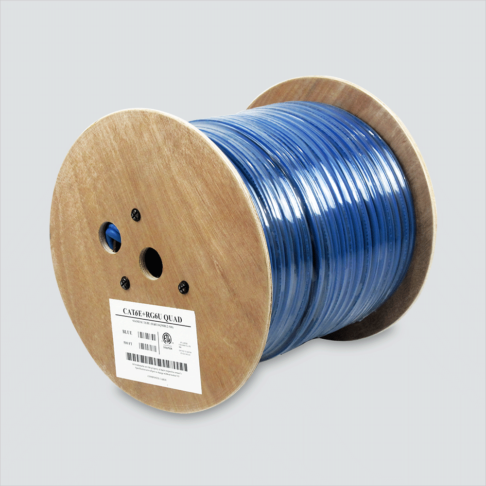 Wavenet H16E16QMBL2-500 1 CAT6E + 1 RG6 Quad Blue Reel 500'