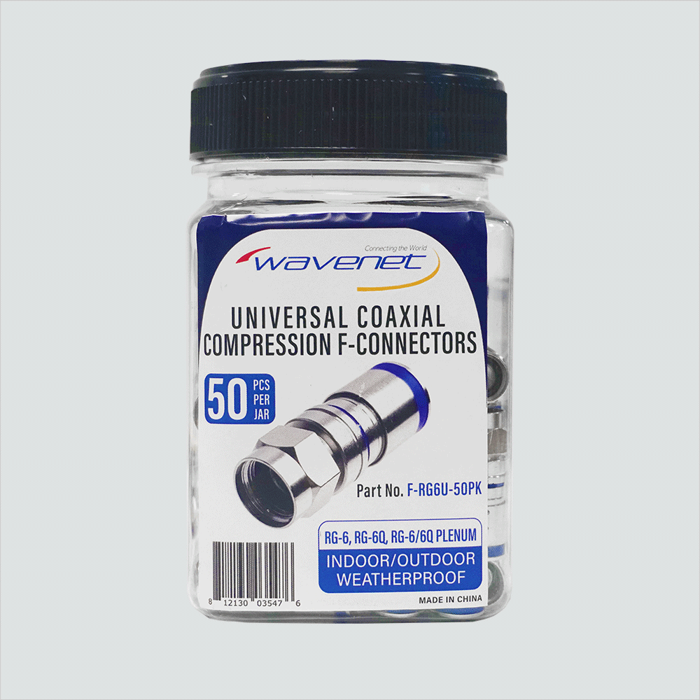 Wavenet F-RG6U-50PK F-Type Compression Connector 50-Jar