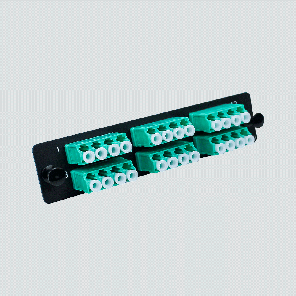 Wavenet FM24LCOM3 Fiber Adapter Panel, 24-Port, Quad, LC, MM, OM3, Aqu