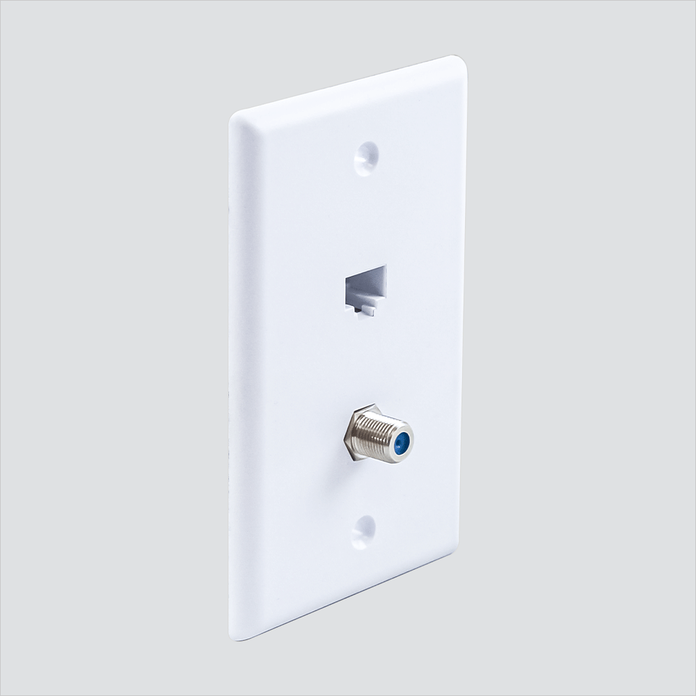 Wavenet 1CAT61F-WH Pre-Configured Data & F-Type Faceplate White Single