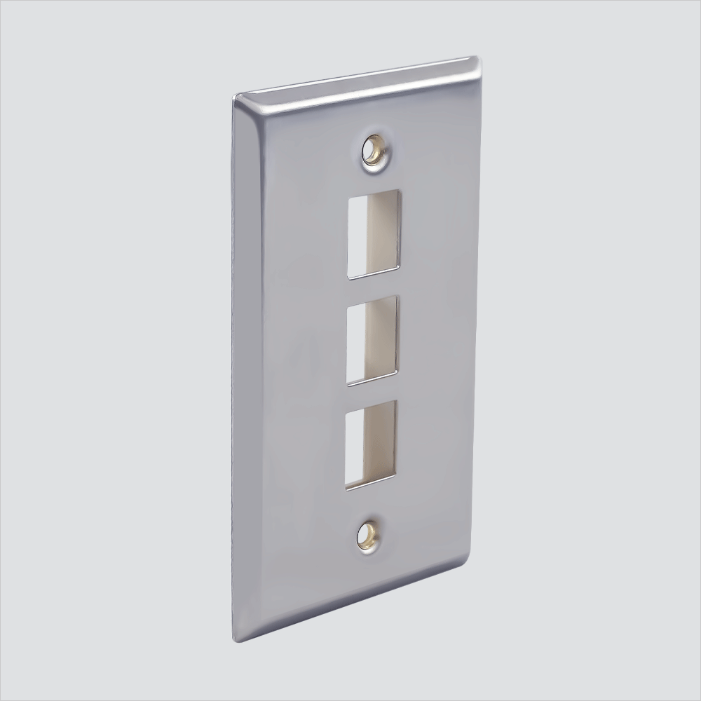 Wavenet SSFP-03P 3-Port Single-Gang No-ID Faceplate Stainless Steel Si
