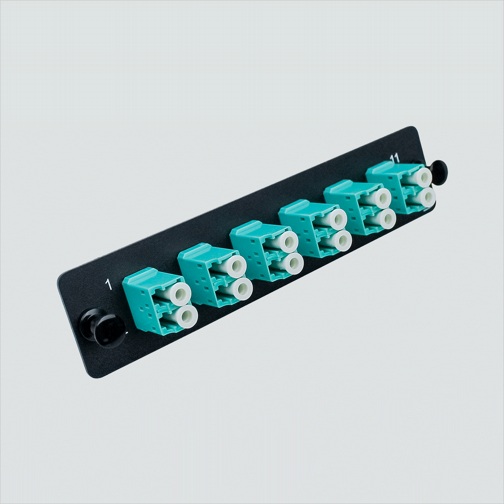 Wavenet FM12LCOM3 Fiber Adapter Panel, 12-Port, Duplex, LC, MM, OM3, Aqua