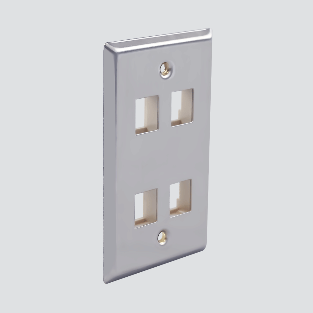 Wireless Surface Power Module Wavenet SSFP-04P 4-Port Single-Gang No-ID Faceplate Stainless Steel Si
