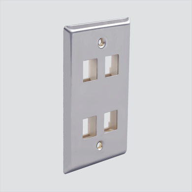 Wavenet SSFP-04P 4-Port Single-Gang No-ID Faceplate Stainless Steel Si