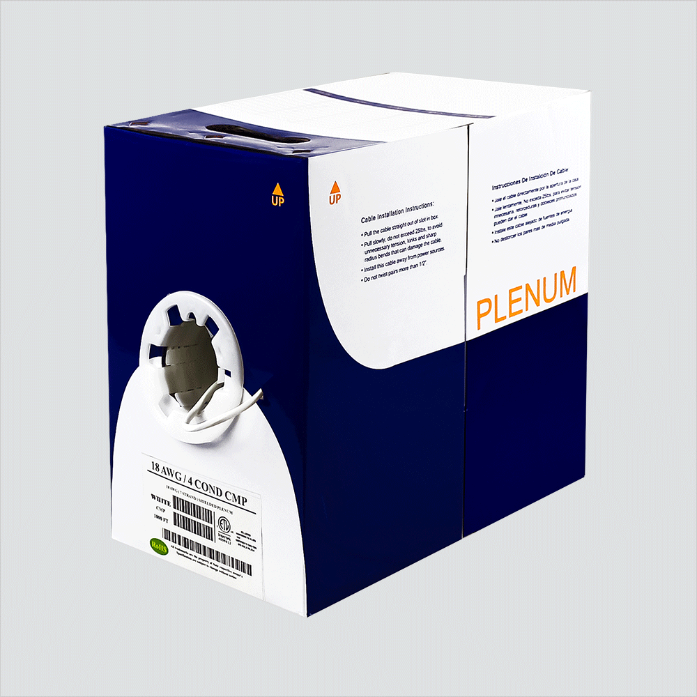 Wavenet CC1804FPWH4 18/4 Shielded Plenum White Reelex II Pullbox 1,000