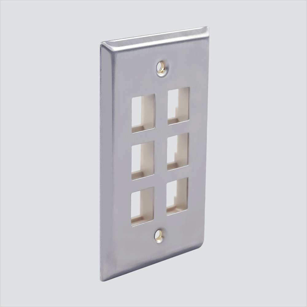 Wavenet SSFP-06P 6-Port Single-Gang No-ID Faceplate Stainless Steel Single