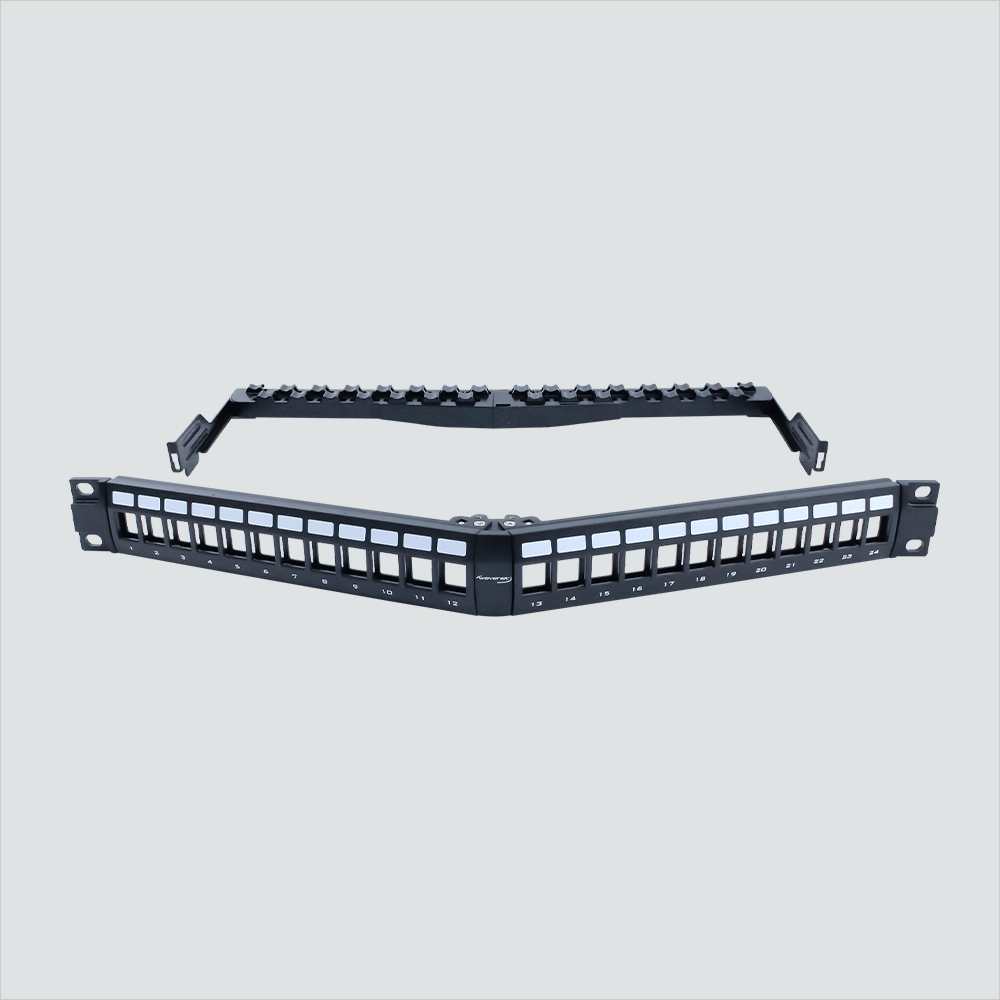 Wavenet ABP1U-24P 24-Port 1U Angled Blank Patch Panel With Lacing Bar
