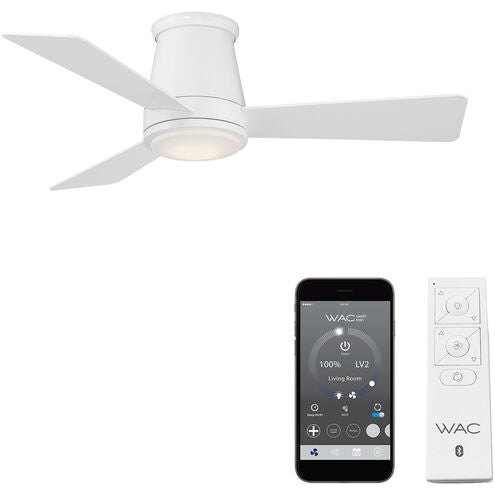 WAC Lighting F-037L-MW Hug 52 inch Matte White Flush Mount Ceiling Fans, Smart Fan