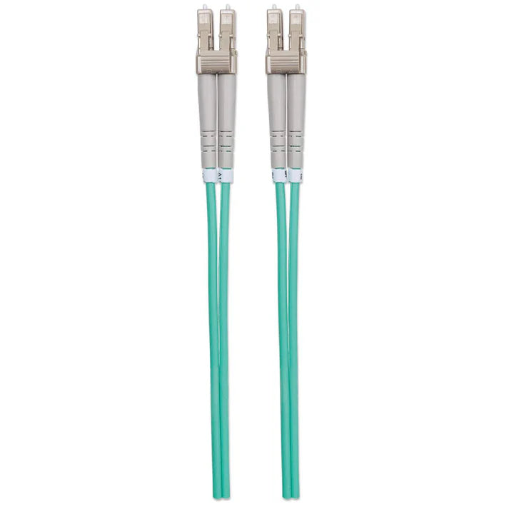 Intellinet 750868 1 m LC to LC UPC Fiber Optic Patch Cable, 3.0 mm, Duplex, LSZH, OM3 Multimode, Aqua