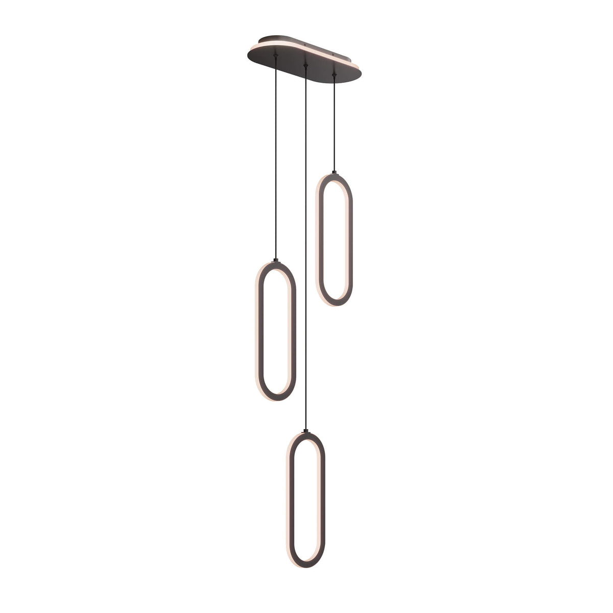 DALS FPDC3-CC-BK 3 vertical oblong pendants with lit cluster 5CCT