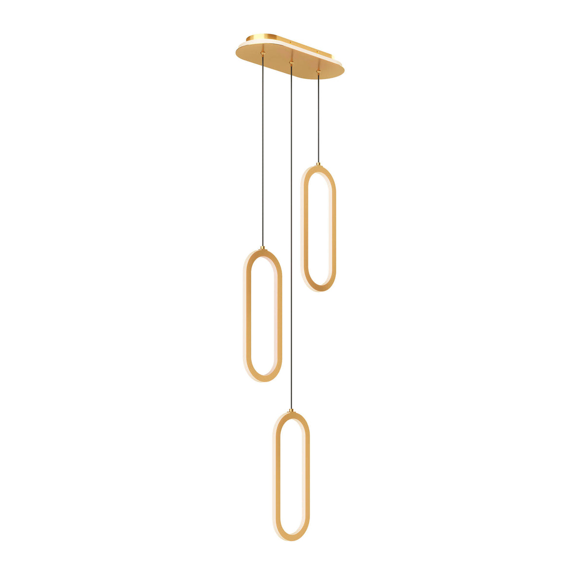 DALS FPDC3-CC-GD 3 vertical oblong pendants with lit cluster 5CCT