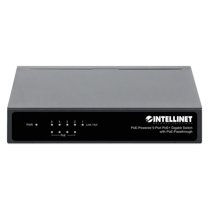 Intellinet 561082 PoE-Powered 5-Port Gigabit Switch with PoE Passthrough